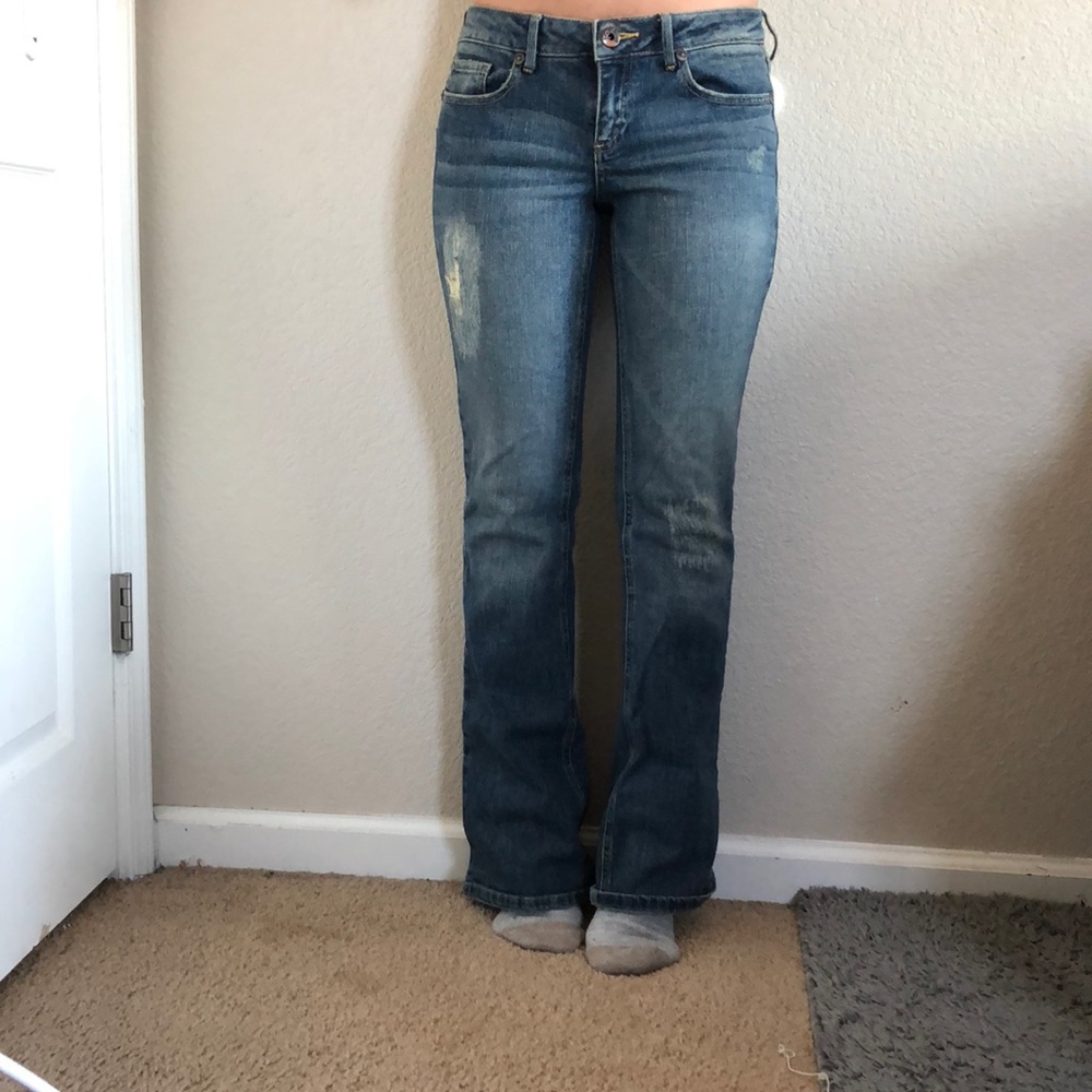 Medium/Dark Wash Distressed Bootcut Jeans